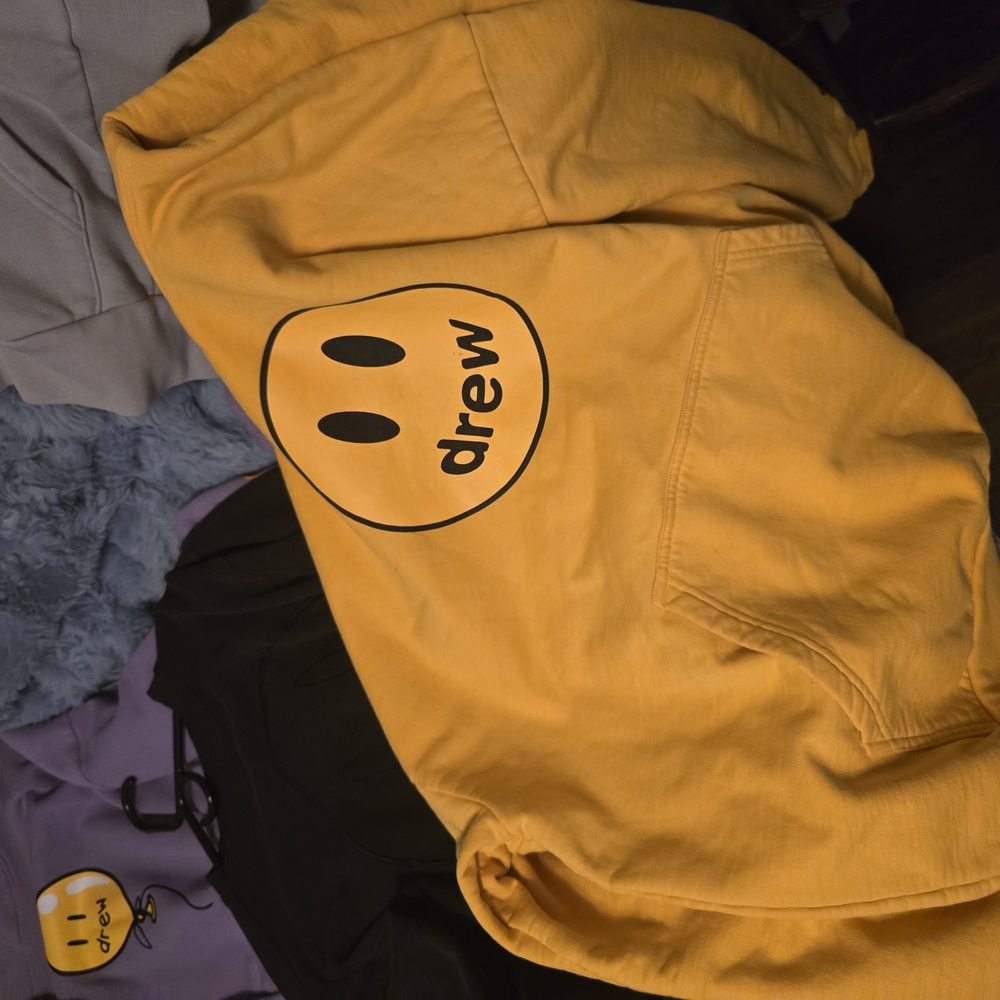 Yellow Drew Hoodie with Smiley Face